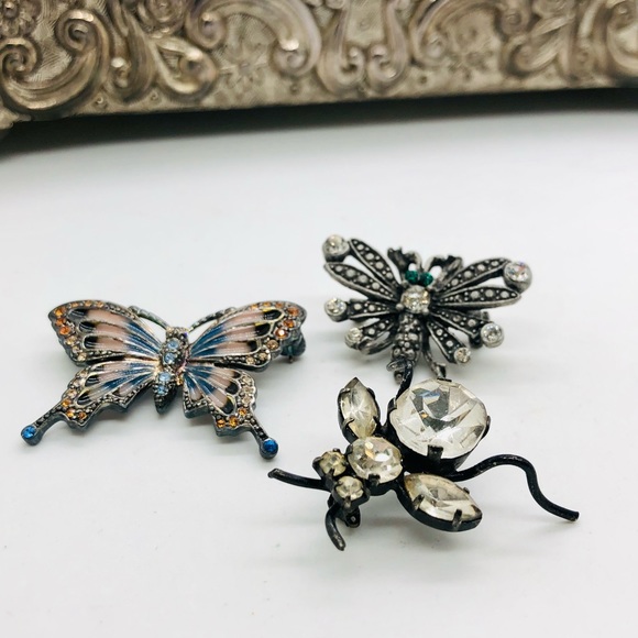 Vintage Antique Deco Insect Butterfly Brooch lot - Picture 10 of 12